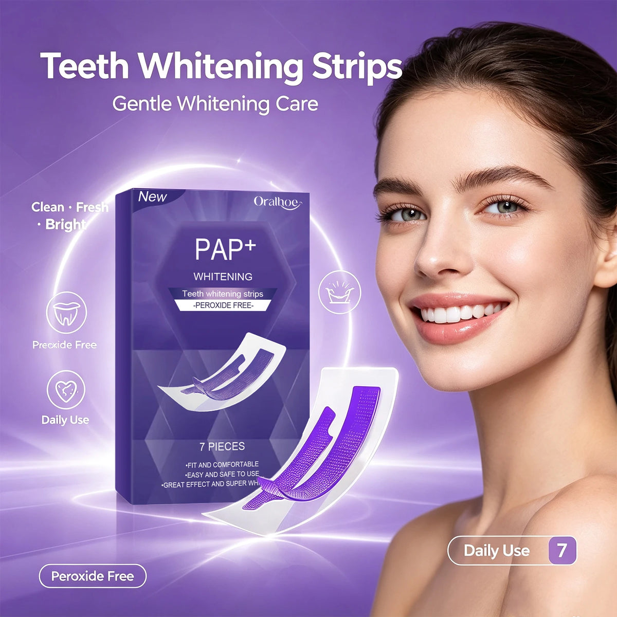 Peroxide-Free Teeth Whitening Strips for Sensitive Teeth
