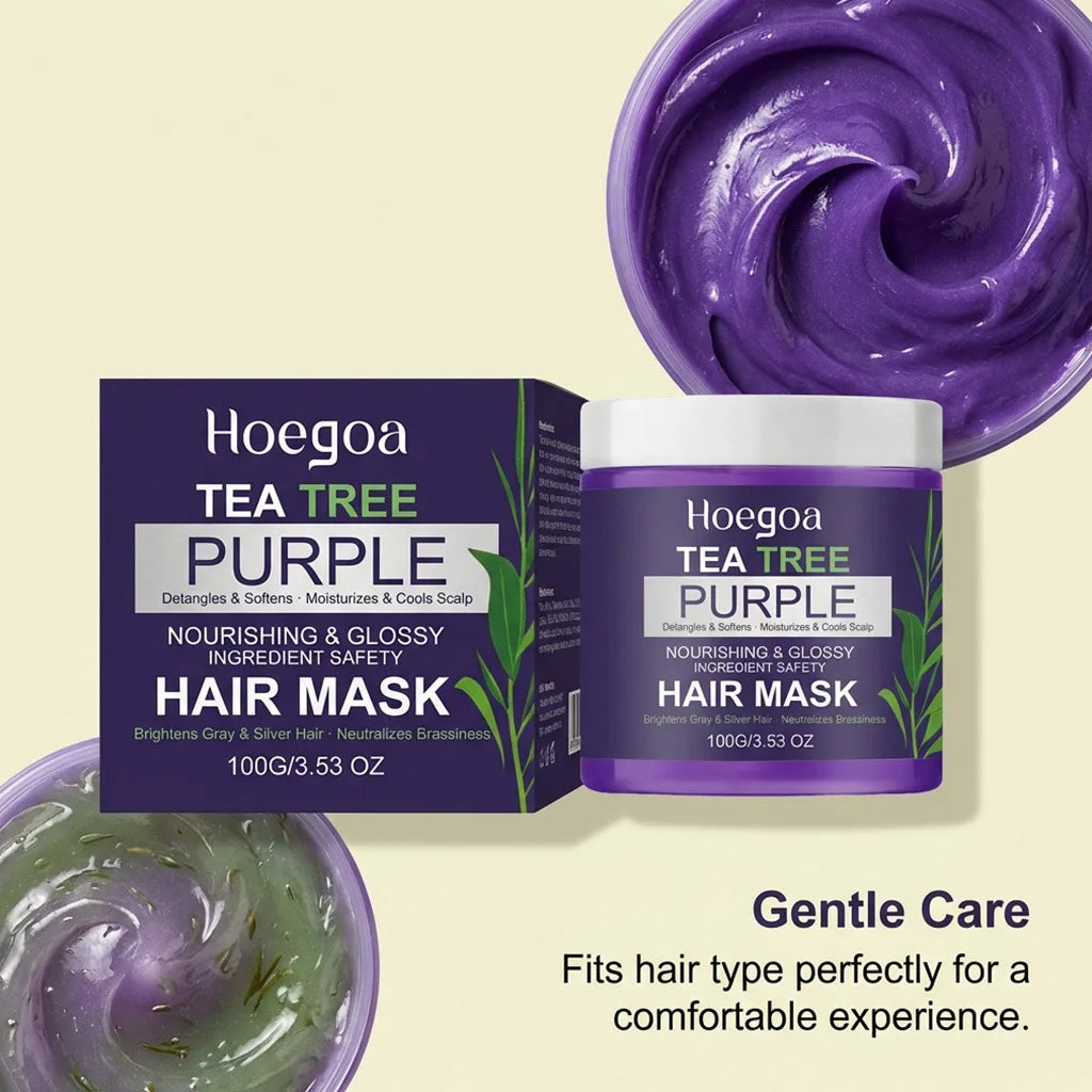 Tea Tree Purple Hair Mask for Neutralizing Brassiness and Hair Repair