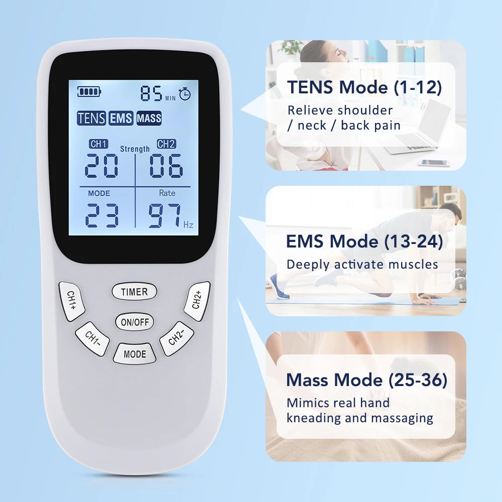 Digital TENS EMS Muscle Stimulator for Pain Relief and Recovery