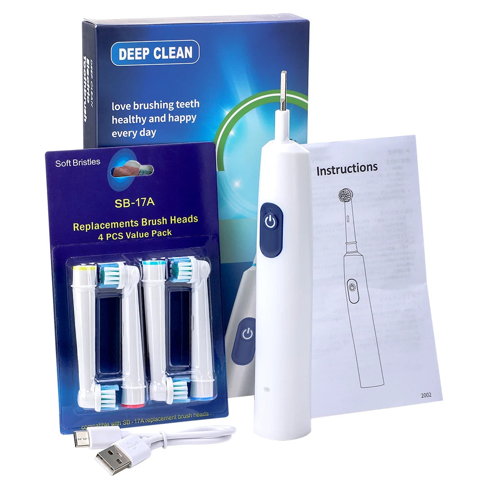 Rechargeable Rotating Electric Toothbrush with 4 Replacement Heads - 11