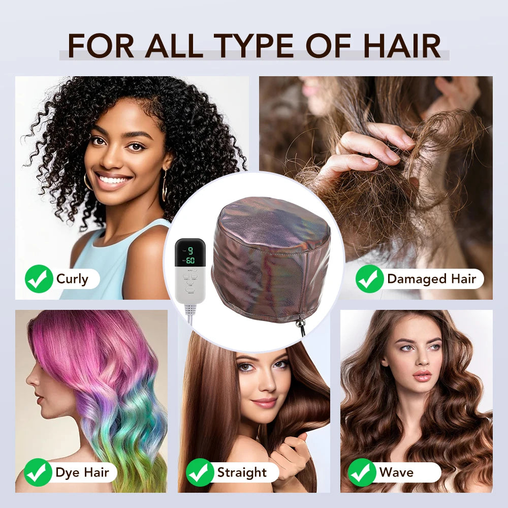 Electric Deep Conditioning Hair Steamer Cap for Home Treatment - 6