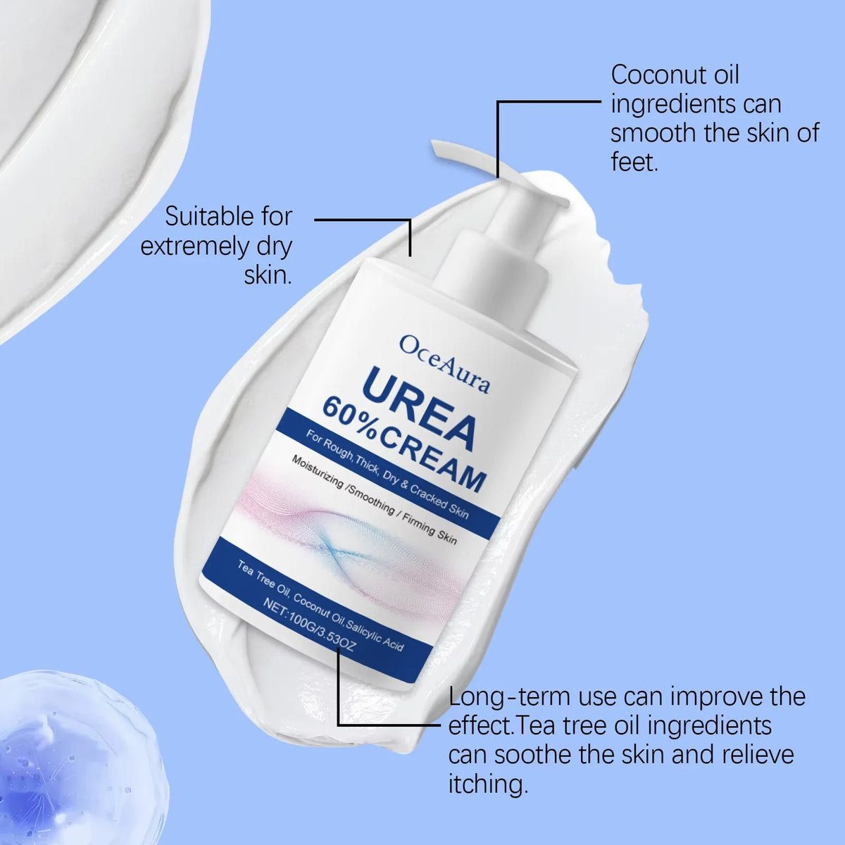 60% Urea Moisturizing Cream for Cracked Heels and Dry Skin