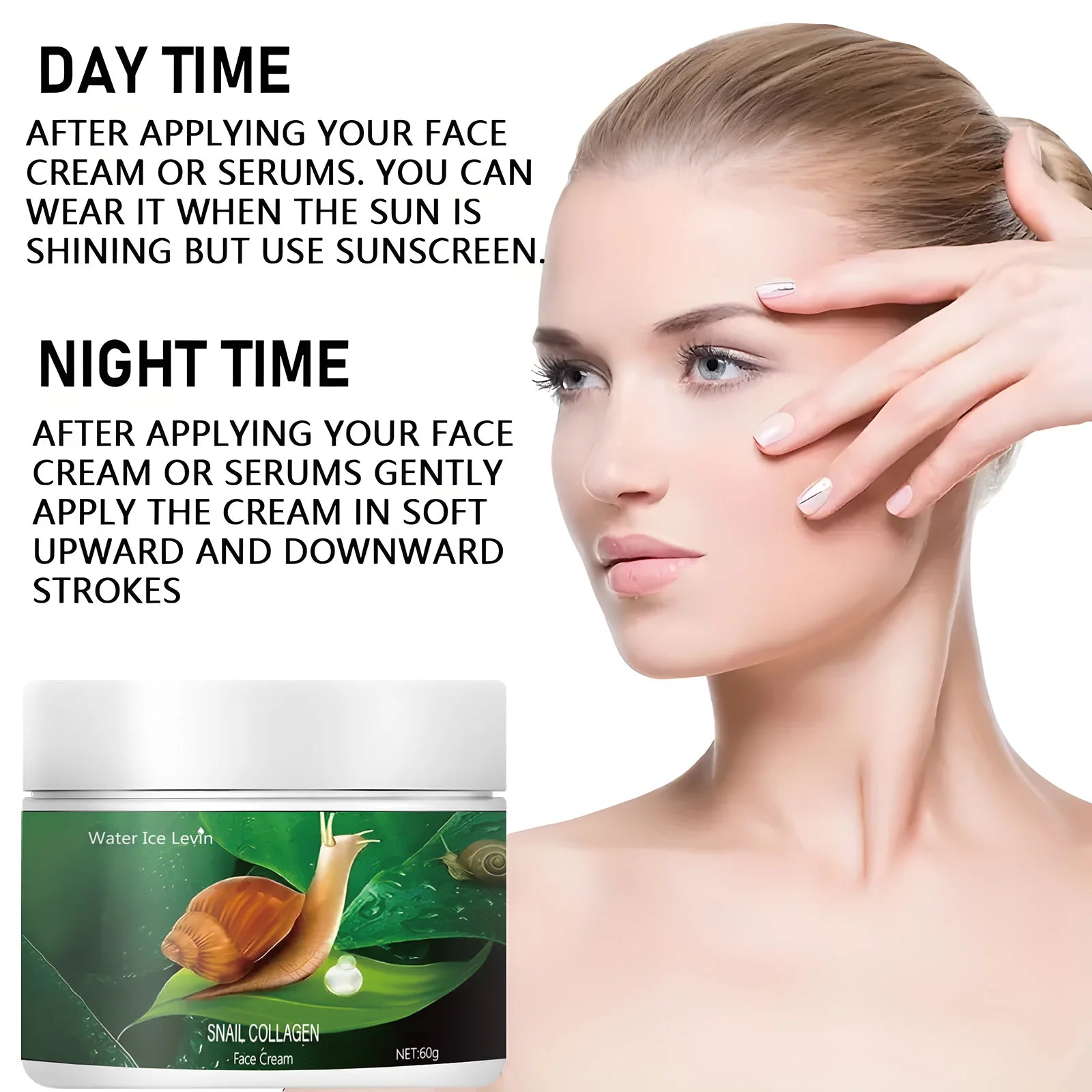 Water Ice Levin Snail Collagen Face Cream Anti-Aging Moisturizer - 5