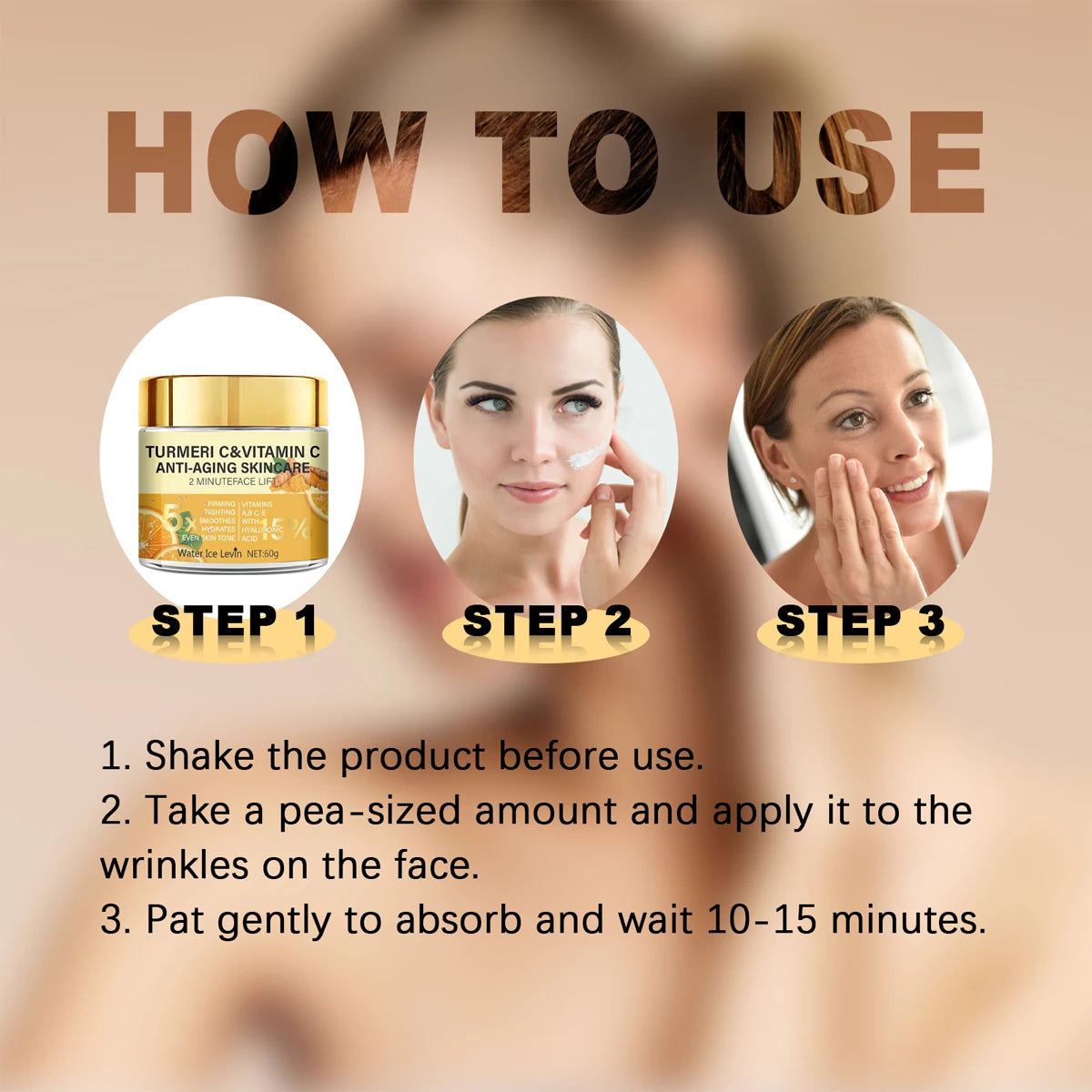 Turmeric Vitamin C Face Cream Anti Aging Firming Moisturizer 60g - 6