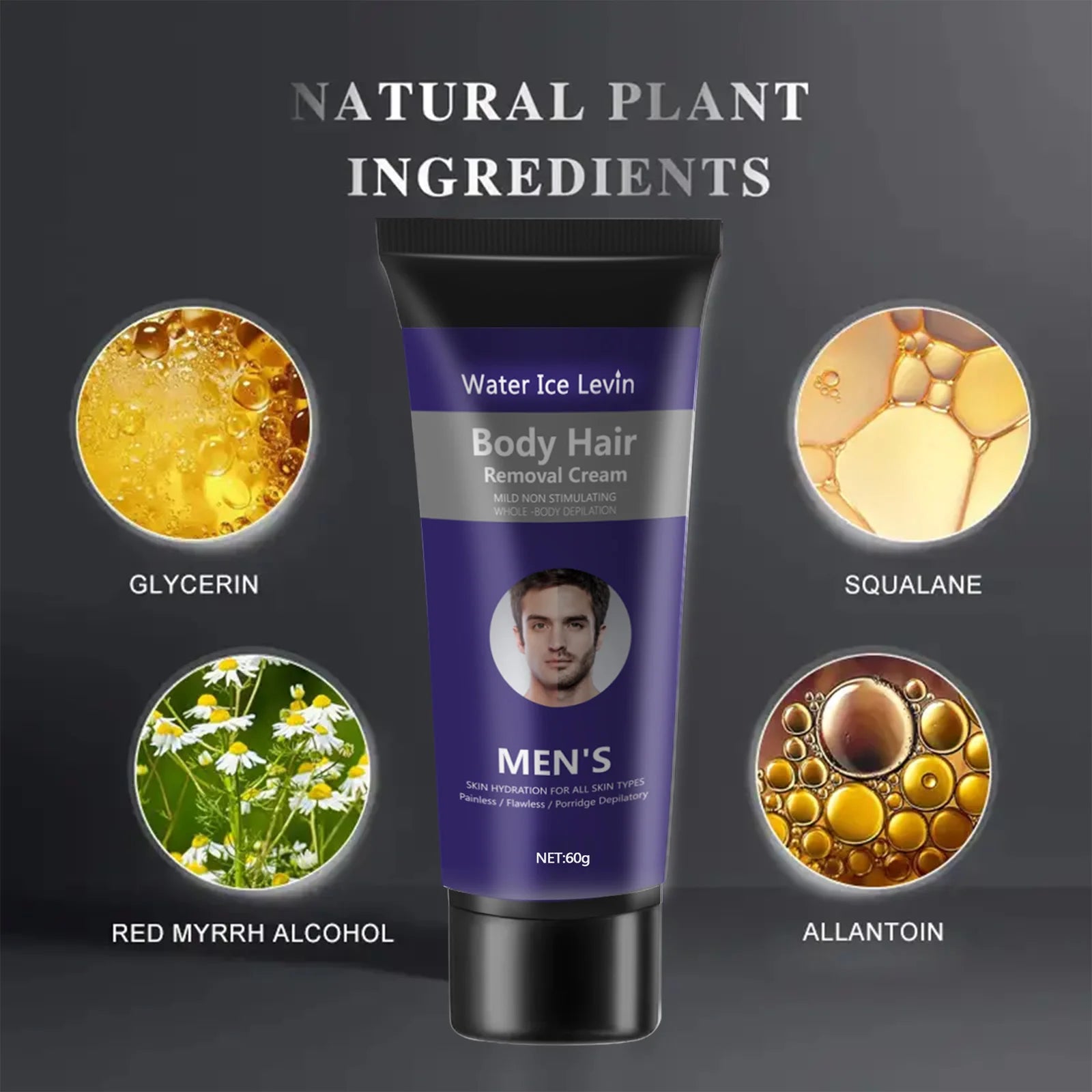Mens Painless Hair Removal Cream Permanent Growth Inhibitor for Body - 2