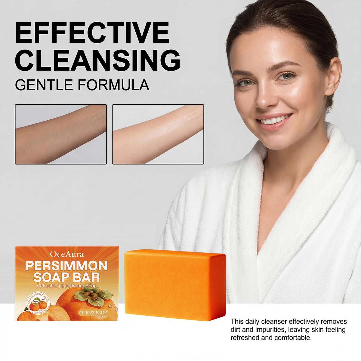 Natural Persimmon Deodorizing Soap Bar for Body Odor