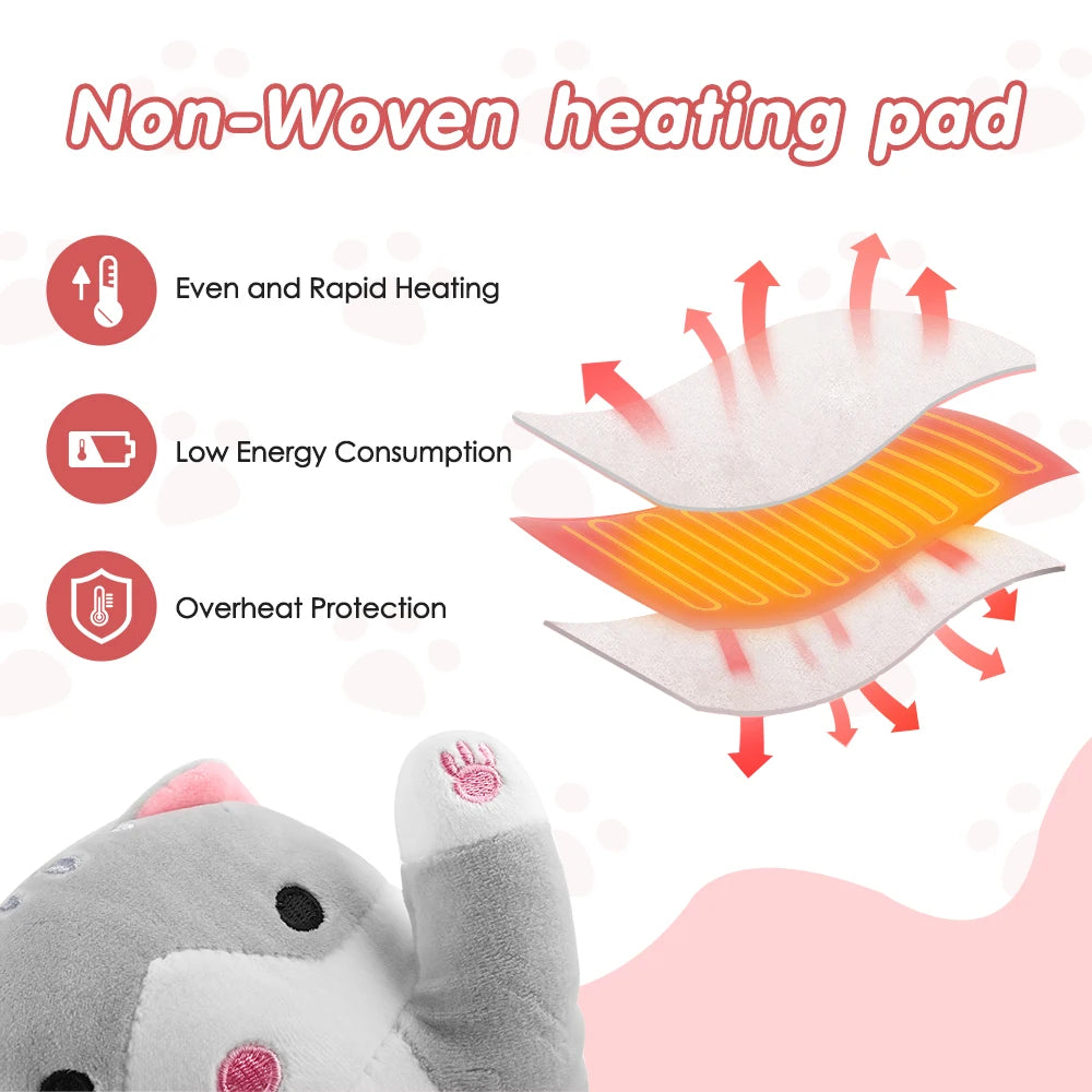 Heated Cat Hand Warmer Pillow with 5 Heat Settings - 9