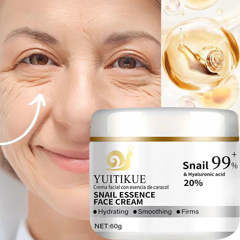 YUITIKUE Snail Mucin Face Cream Hyaluronic Acid Anti Aging Moisturizer