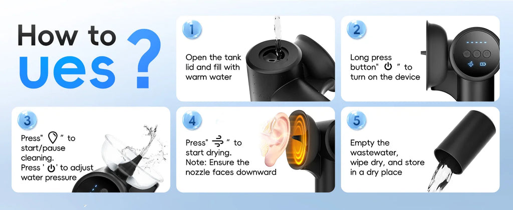 Electric Ear Wax Removal Irrigator with Drying Function