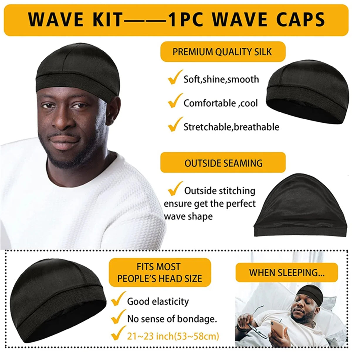 Shea Butter Hair Pomade with Wave Brush and Silk Rag Cap Set - 14