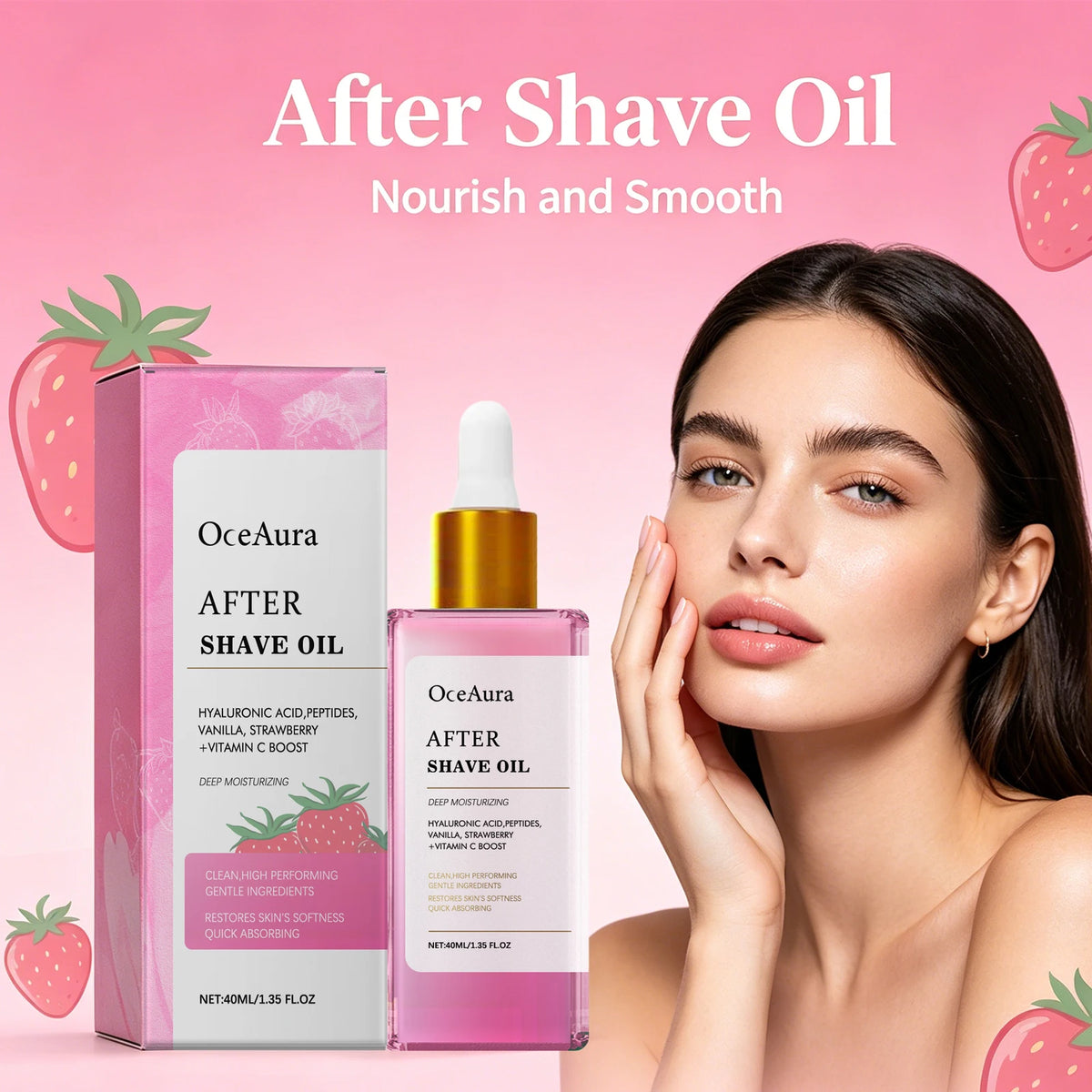 Strawberry Soothing After Shave Oil for Skin Irritation and Redness