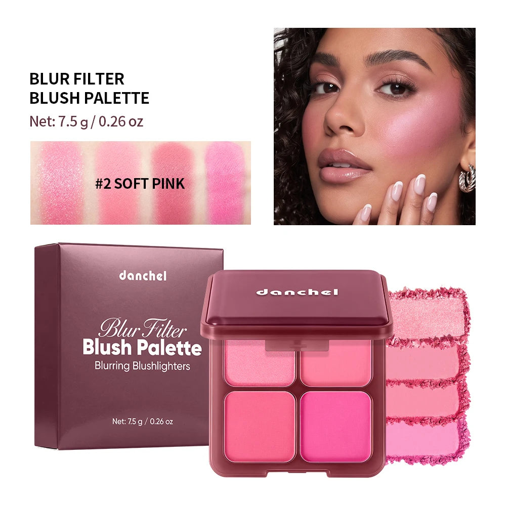 4-Shade Soft Focus Blush and Highlighter Palette - 21