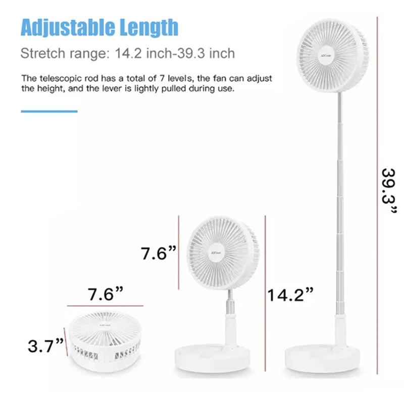 Portable Foldable USB Rechargeable Cooling Fan with Remote Control