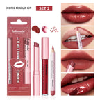 All-in-One Waterproof Lip Liner, Lipstick and Gloss Makeup Set