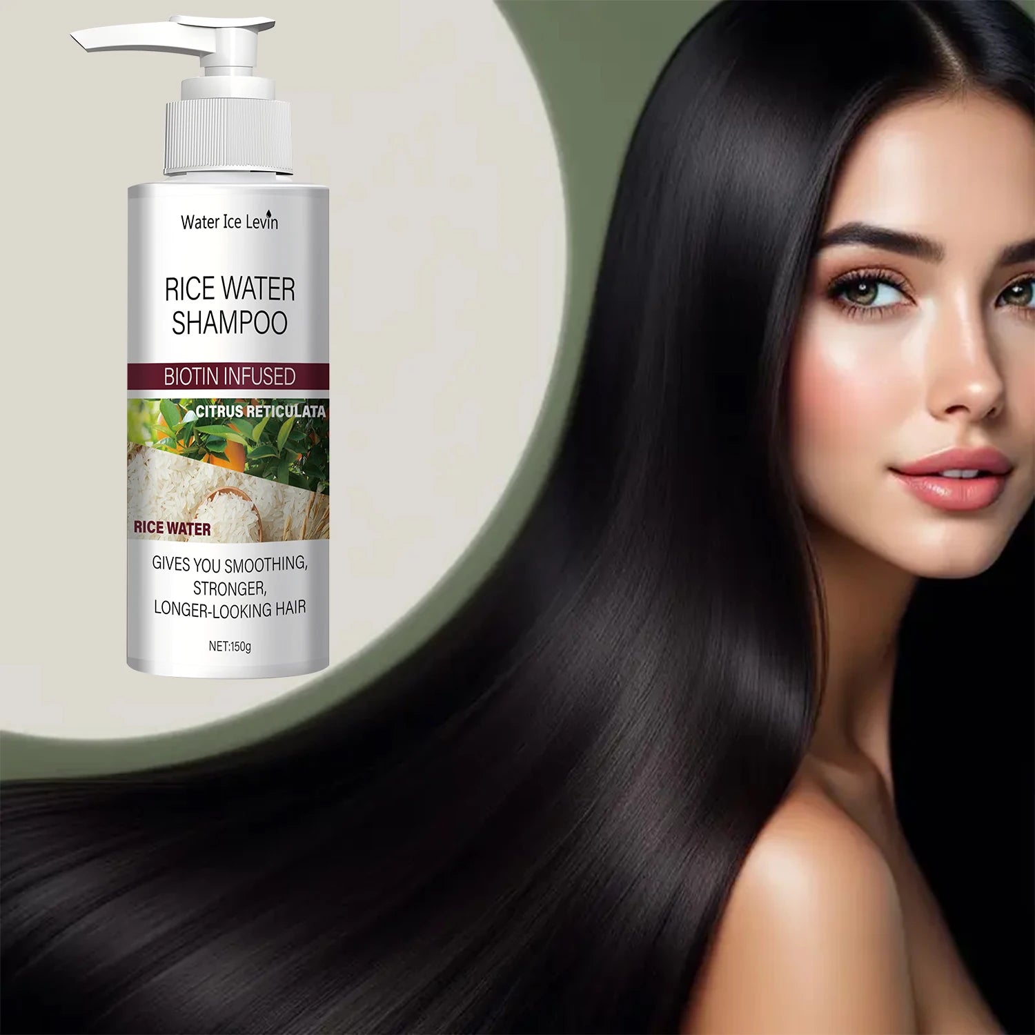 Rice Water Shampoo with Biotin and Keratin for Hair Strengthening