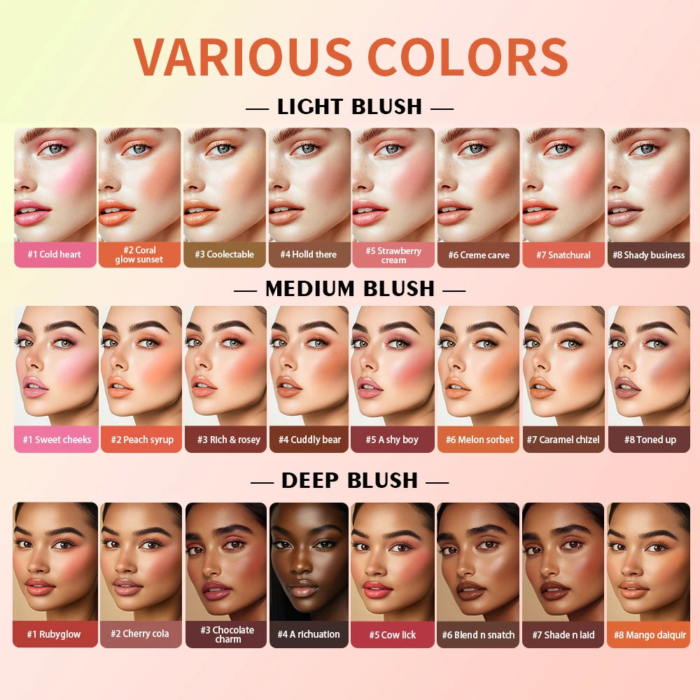 8-Color Cream Highlighter and Blush Palette for Radiant Makeup - 2