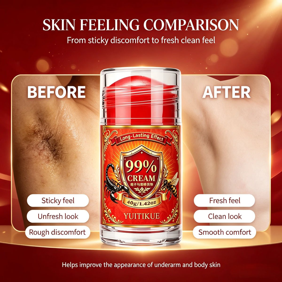 99% Cream Deodorant Stick Long Lasting Underarm Odor Control