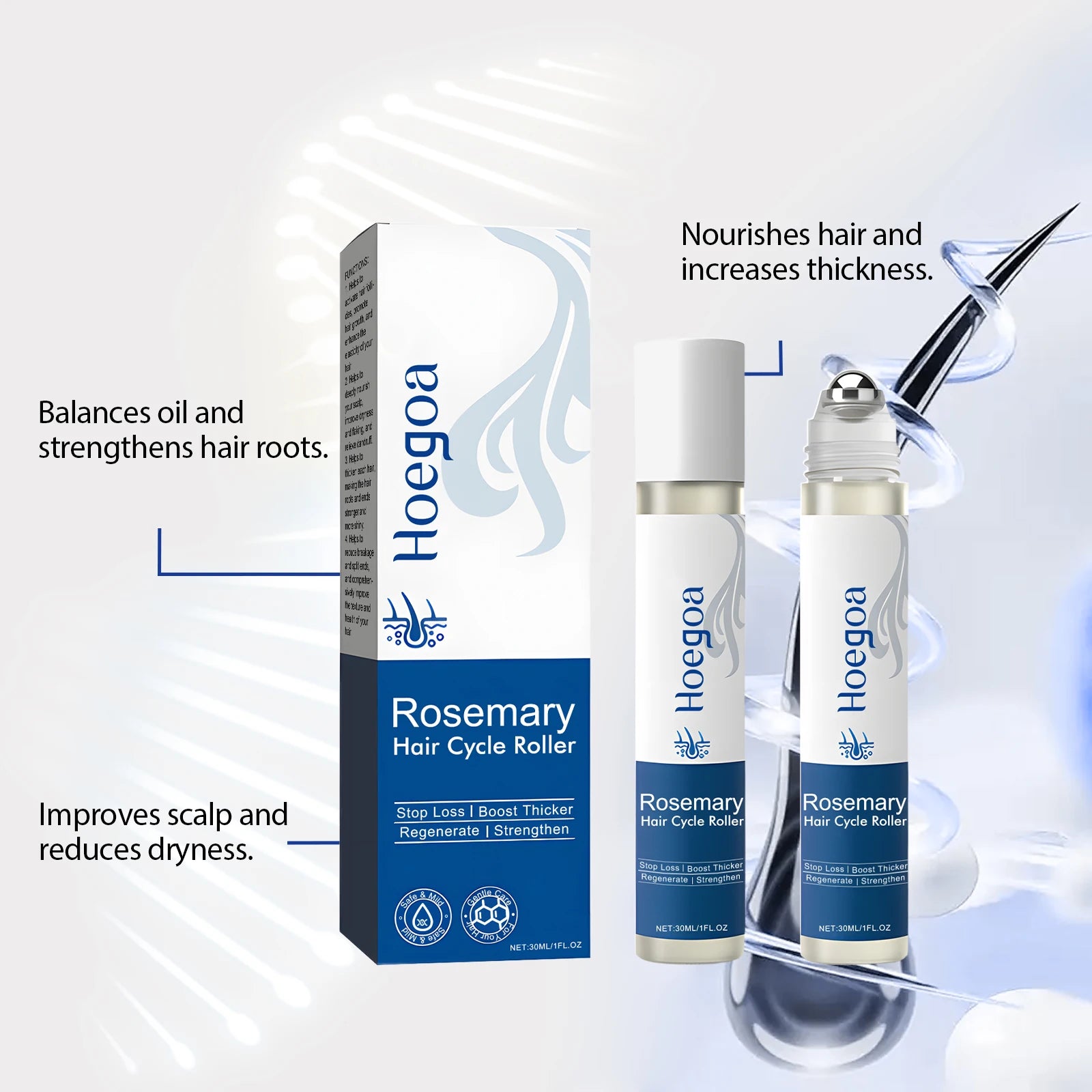 Rosemary Scalp Stimulating Hair Growth Serum Roller - 9