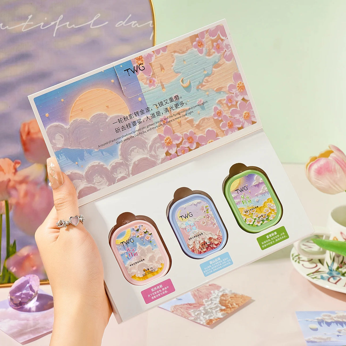 TWG Flower Season Solid Fragrance Set 3pc Portable Perfume Balm
