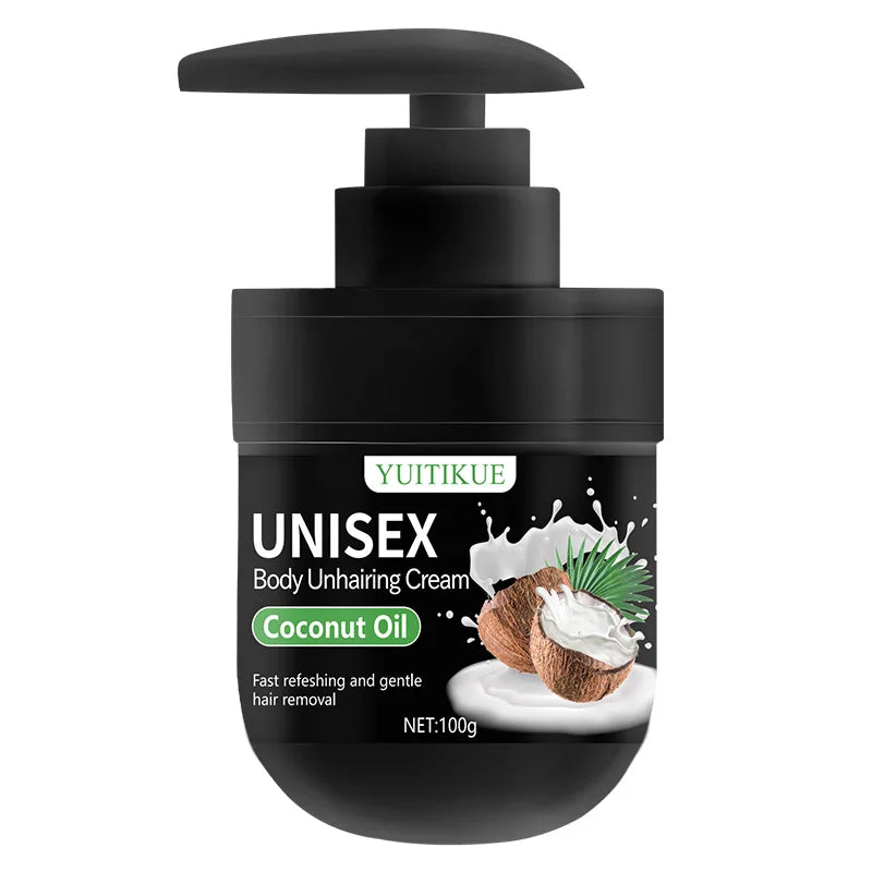 YUITIKUE Unisex Hair Removal Cream Coconut Oil Body Depilatory 100g - 7