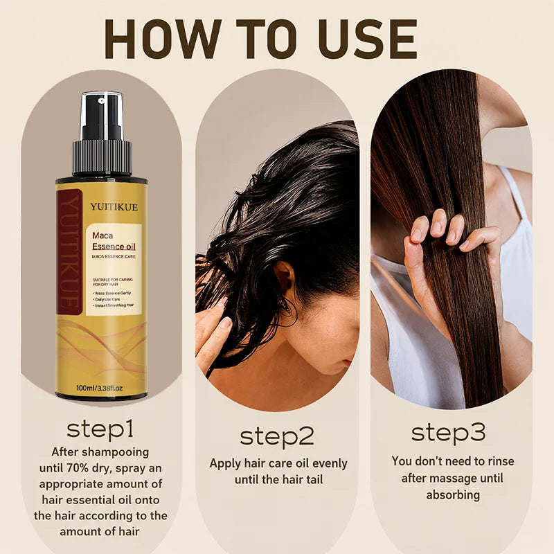 Maca Hair Essence Oil Moisturizing Serum for Dry Frizzy Hair 100ml - 12