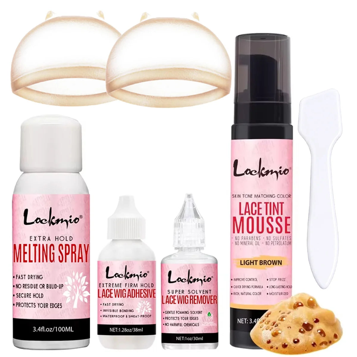 Lockmio Wig Installation Kit Lace Tint Mousse and Adhesive Glue Set - 24
