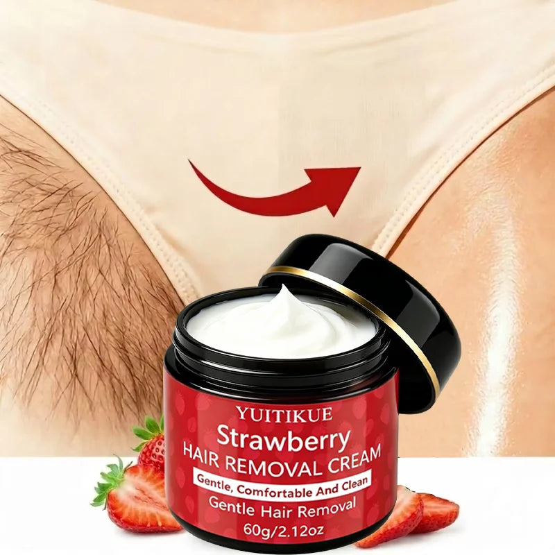 YUITIKUE Strawberry Depilatory Cream Gentle Body Hair Remover 60g - 5