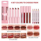 3-Piece Waterproof Matte Lipstick and Lip Liner Makeup Set
