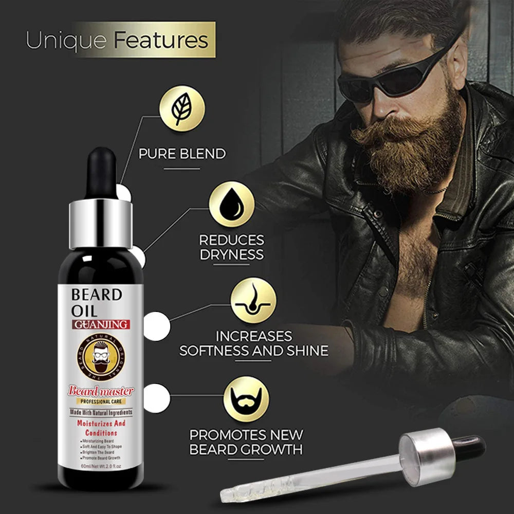 Guanjing Beard Growth Oil Natural Organic Men Beard Conditioner 60ml - 5