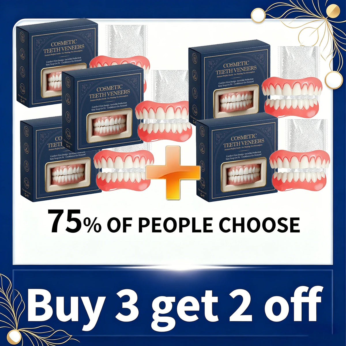 Custom Moldable Cosmetic Denture Set for Temporary Smile