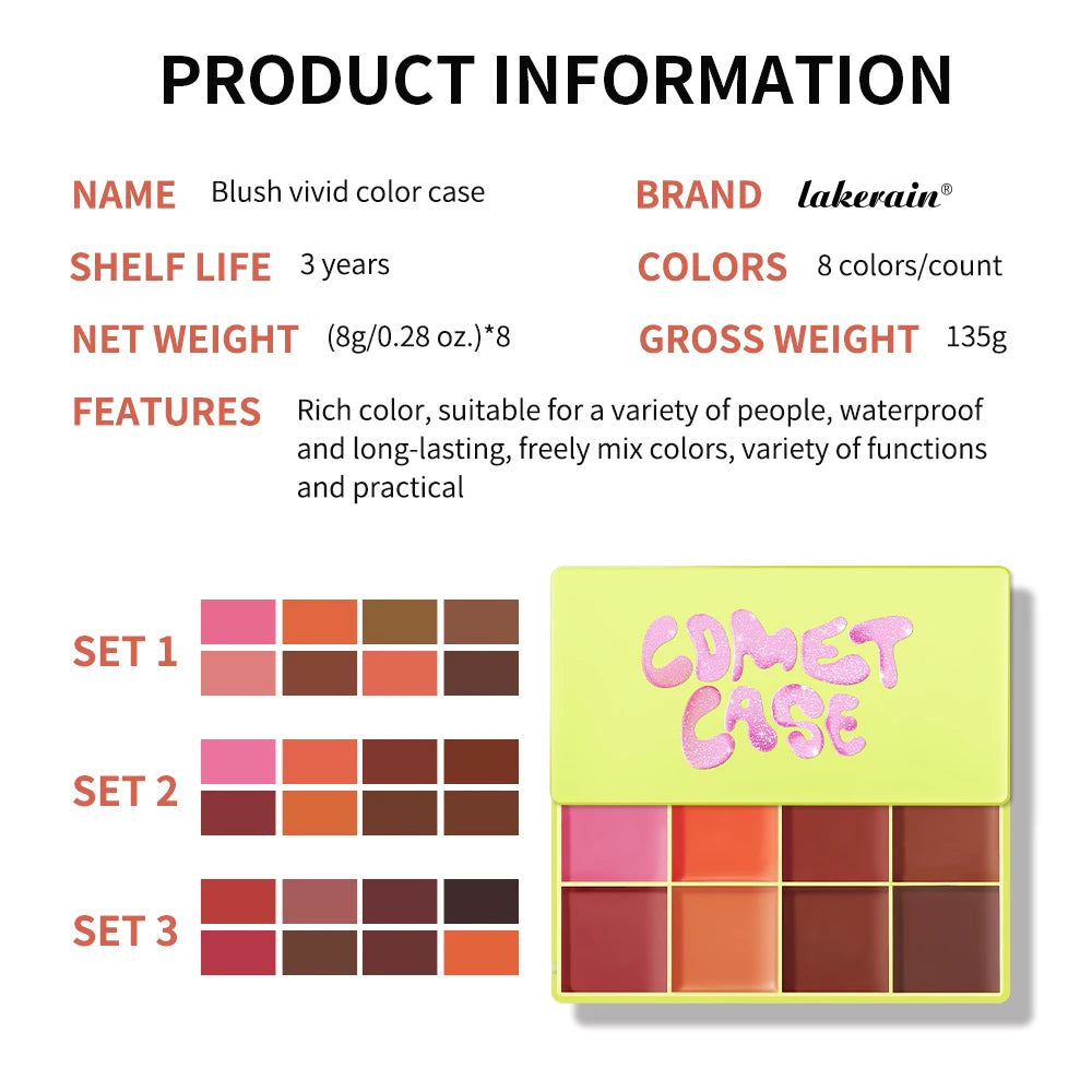 8-Color Cream Highlighter and Blush Palette for Radiant Makeup