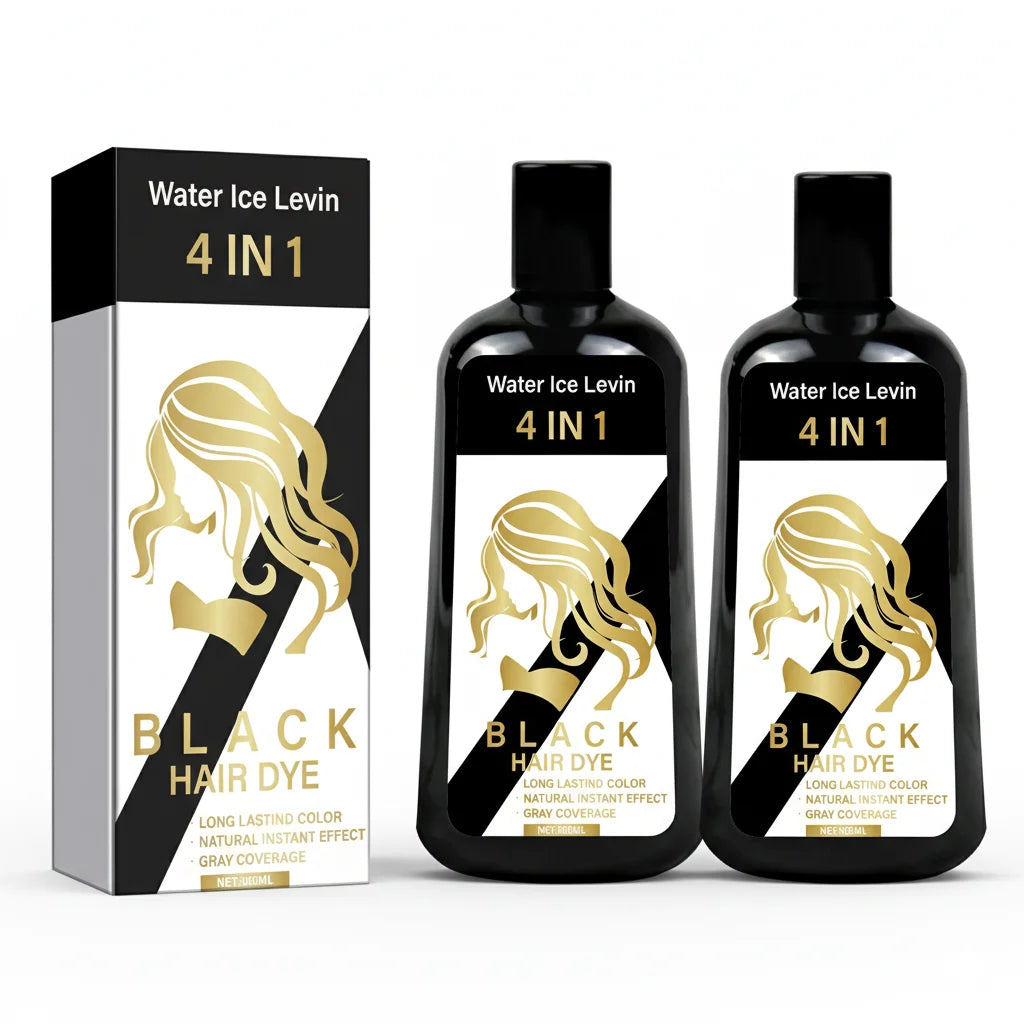 4 in 1 Black Hair Dye Shampoo with Biotin Collagen and Hyaluronic Acid - 8
