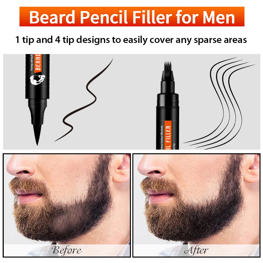 Goiple Men Beard Grooming Kit Shaving Cream and Beard Filler Pen Set - 5