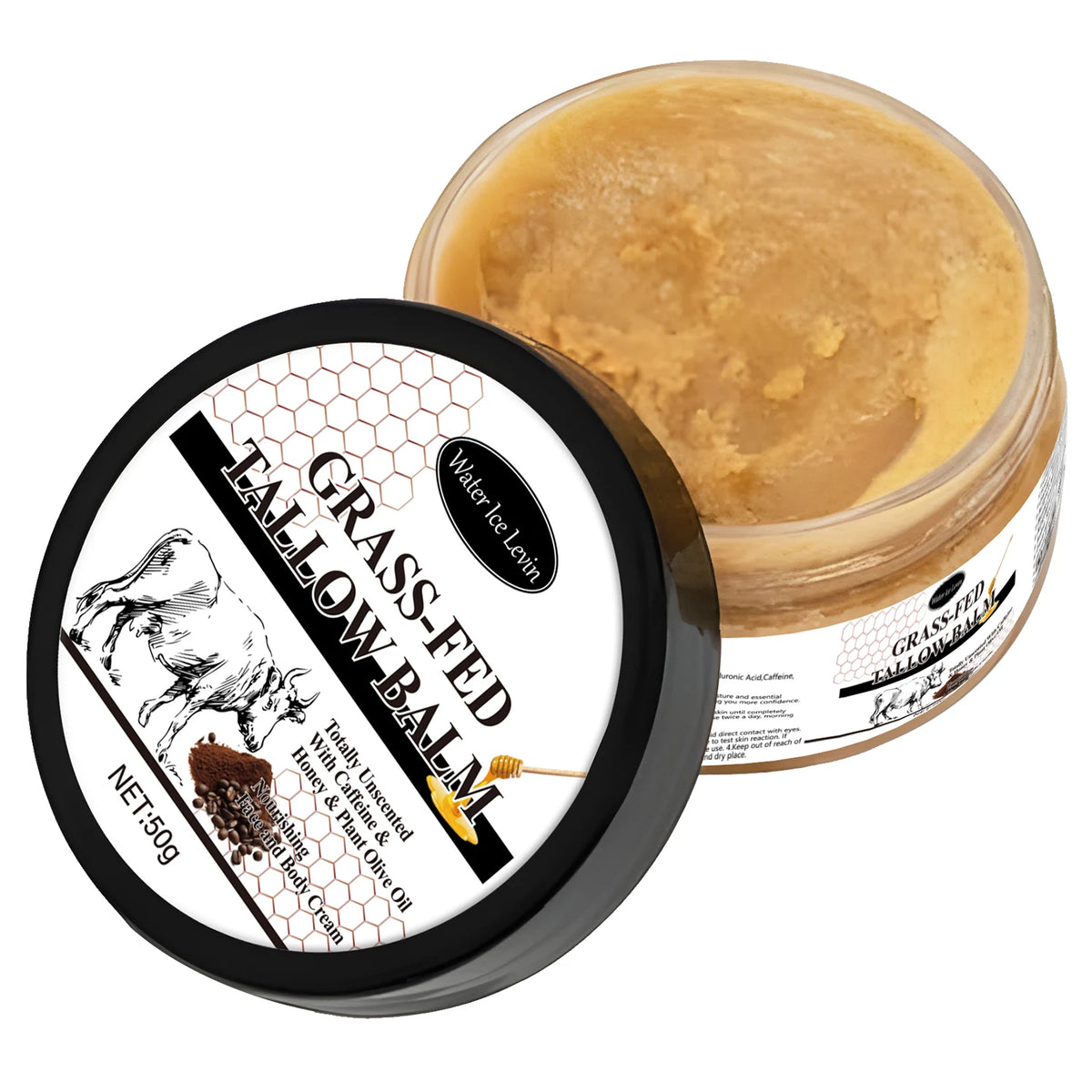 Grass Fed Tallow Balm Bee Venom Caffeine Moisturizer for Dry Skin