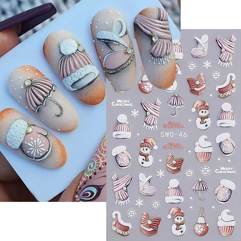 Festive Christmas Cartoon Nail Art Decals