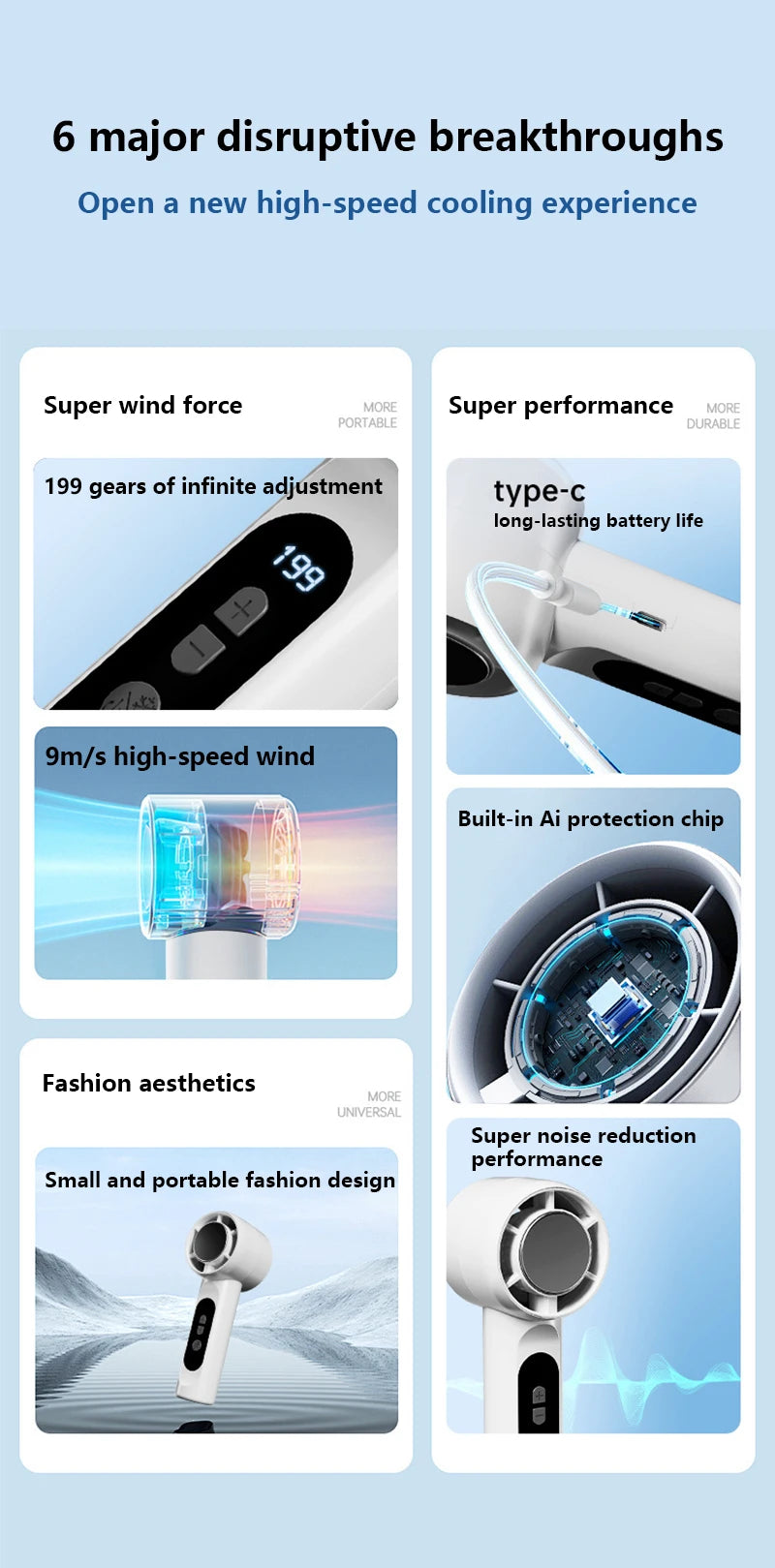 Rechargeable Ice Cooling Handheld Fan for Travel