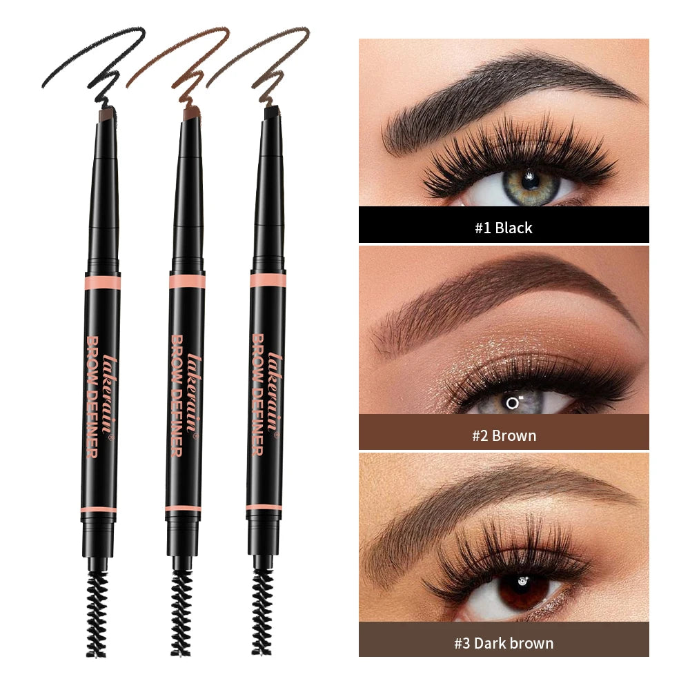Waterproof Triangular Eyebrow Pencil with Grooming Brush