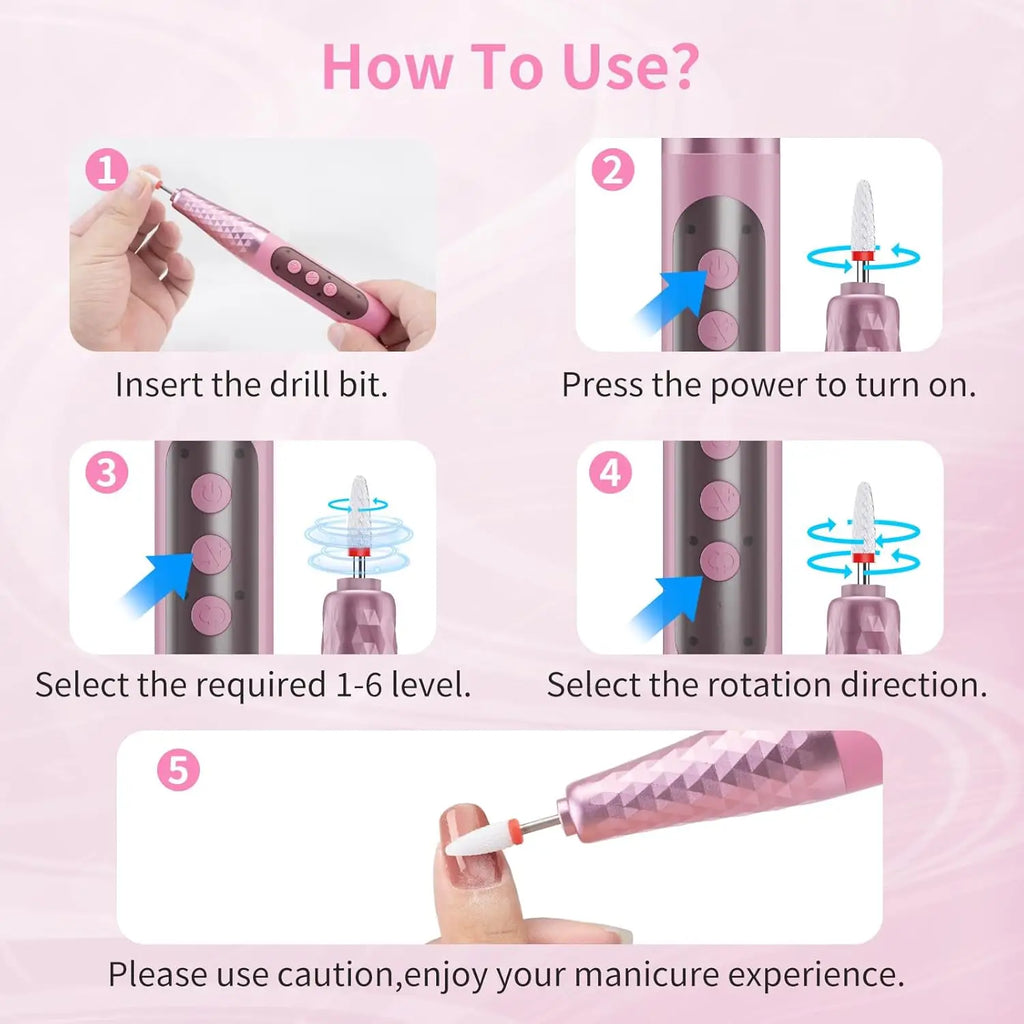 Cordless Electric Nail Drill Kit for Manicure and Pedicure