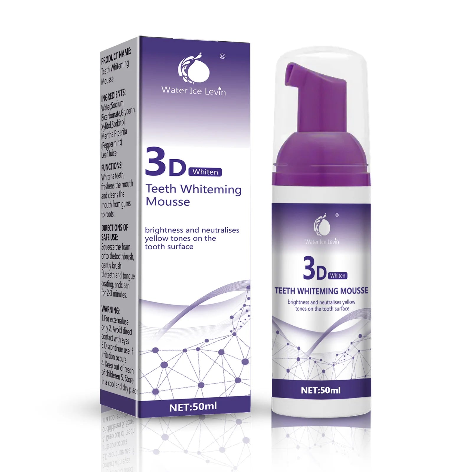 Purple Teeth Whitening Mousse Deep Cleaning Foam Toothpaste 50ml - 11