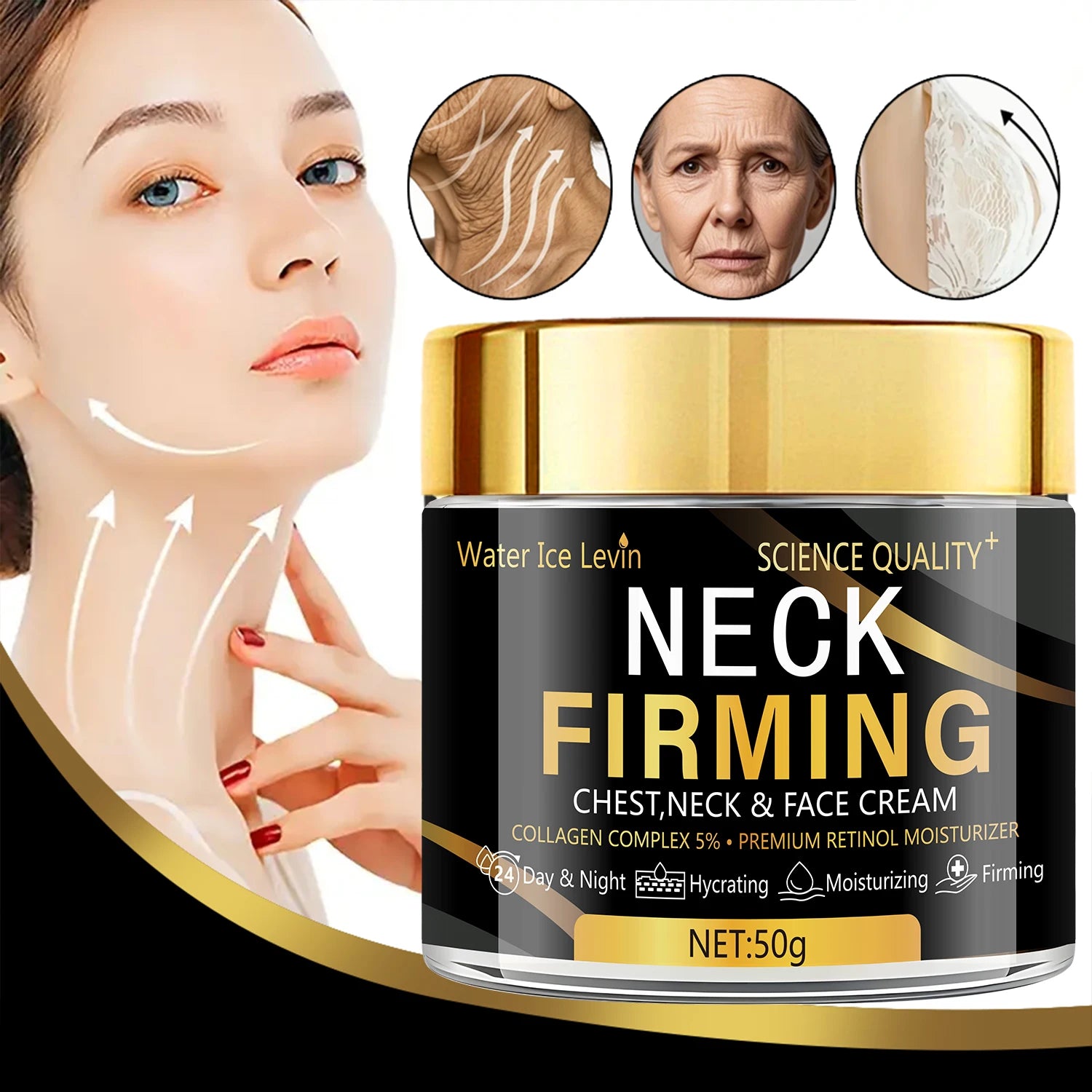 Water Ice Levin Collagen Retinol Neck Firming and Face Moisturizer Cream - 2