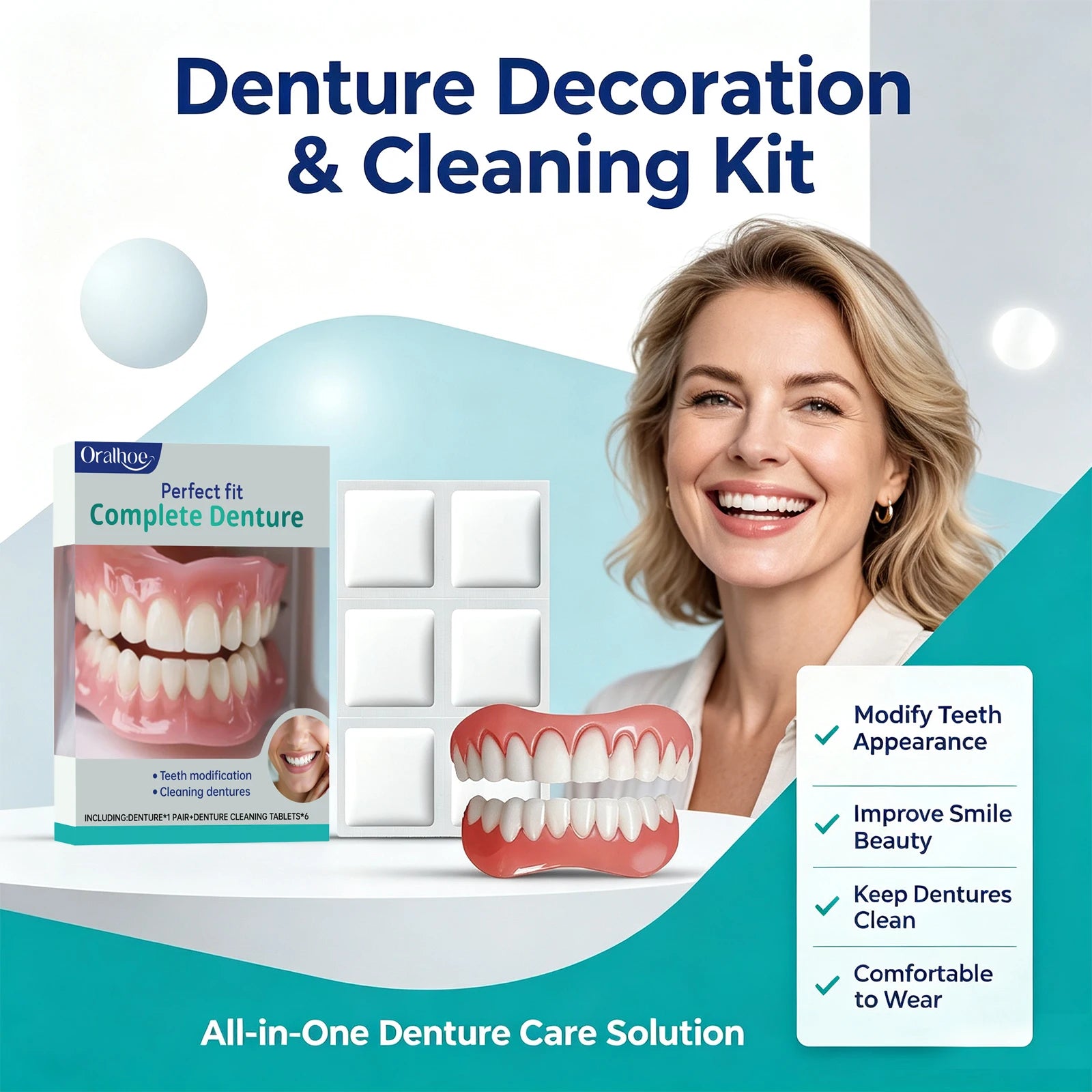 Cosmetic Denture Kit for Missing or Stained Teeth - 5