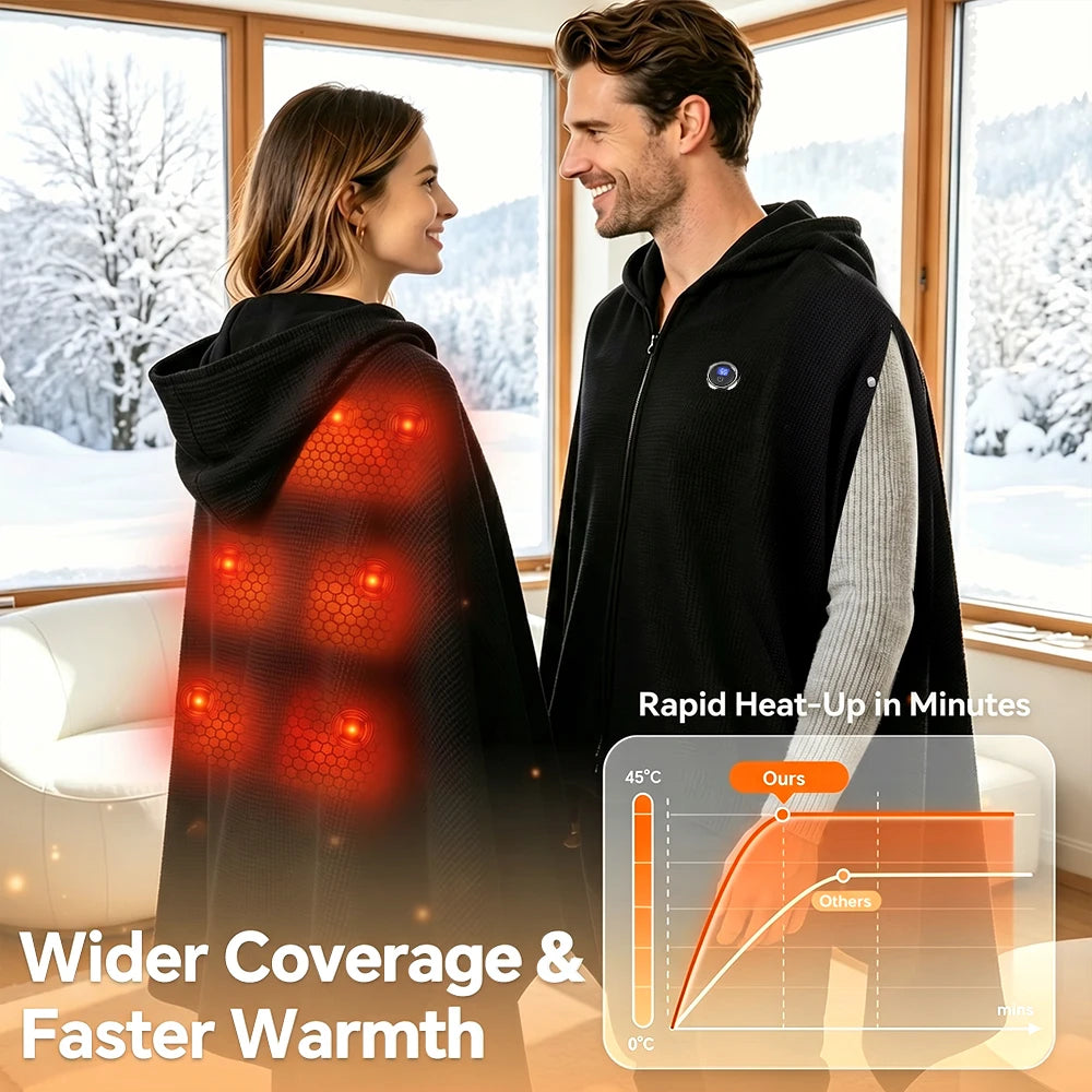 USB Powered Graphene Heated Hooded Shawl for Home and Office - 10