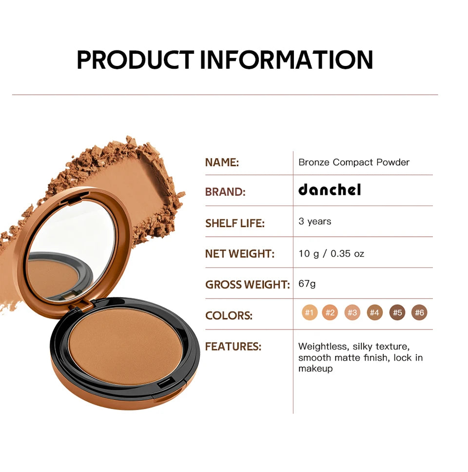 Matte Bronze Pressed Powder for Natural Sun-Kissed Look
