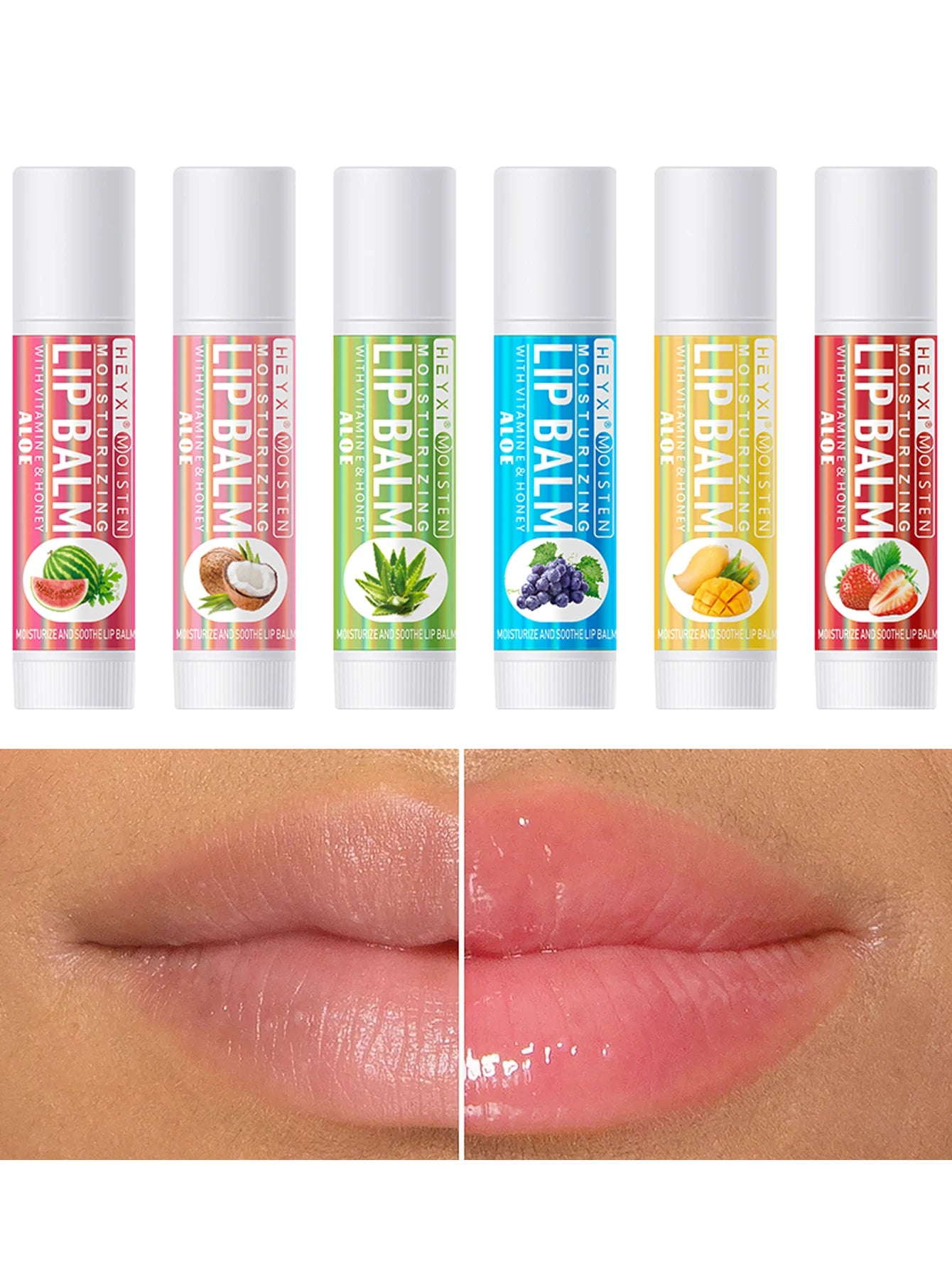 6pcs Fruit Flavor Moisturizing Lip Balm Set Assorted Berry Lip Care - 9
