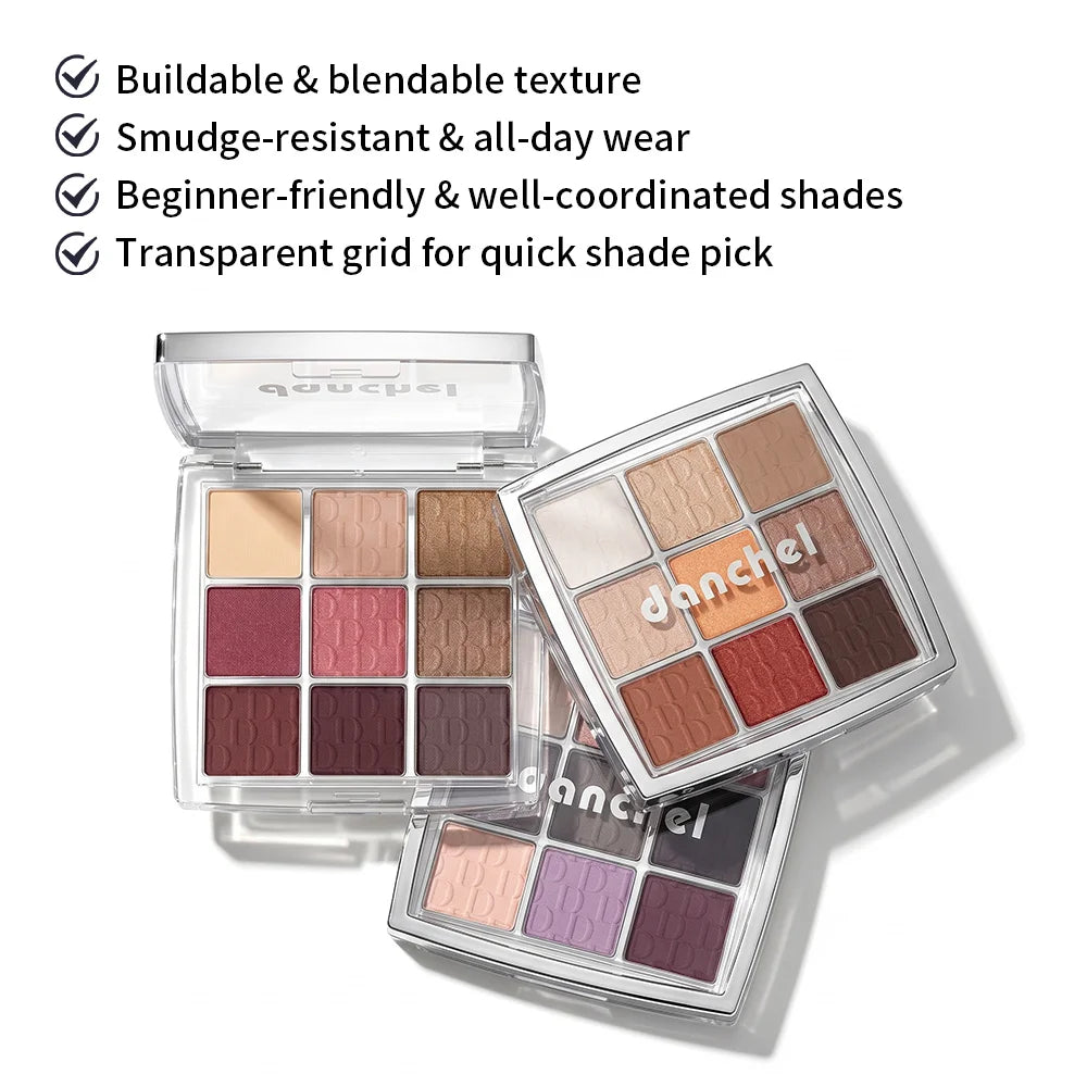 9-Color Professional Eyeshadow Palette Matte and Shimmer - 2