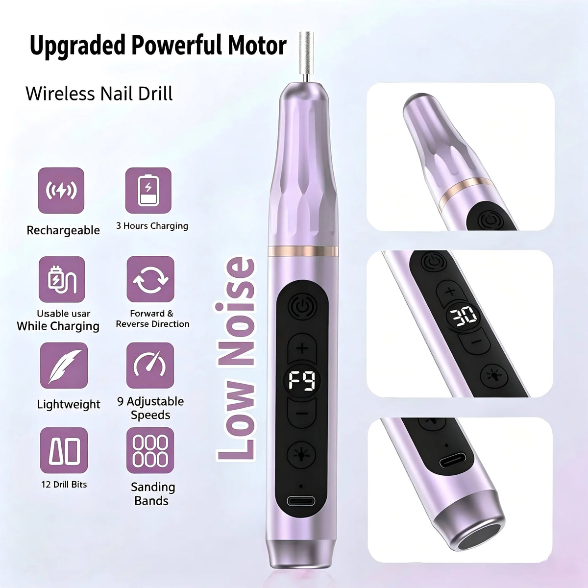 Portable Cordless Electric Nail Drill and UV Gel Polish Dryer