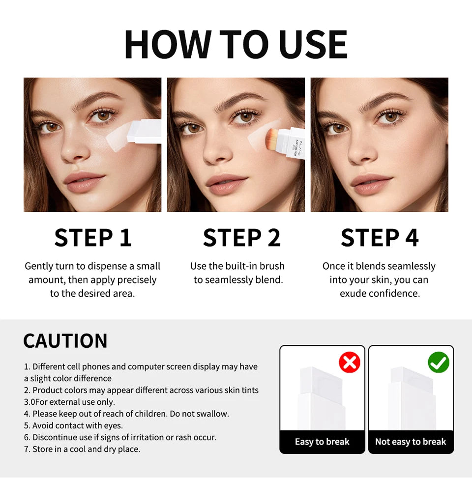 Dual-Ended Waterproof Foundation Stick with Built-in Brush - 16