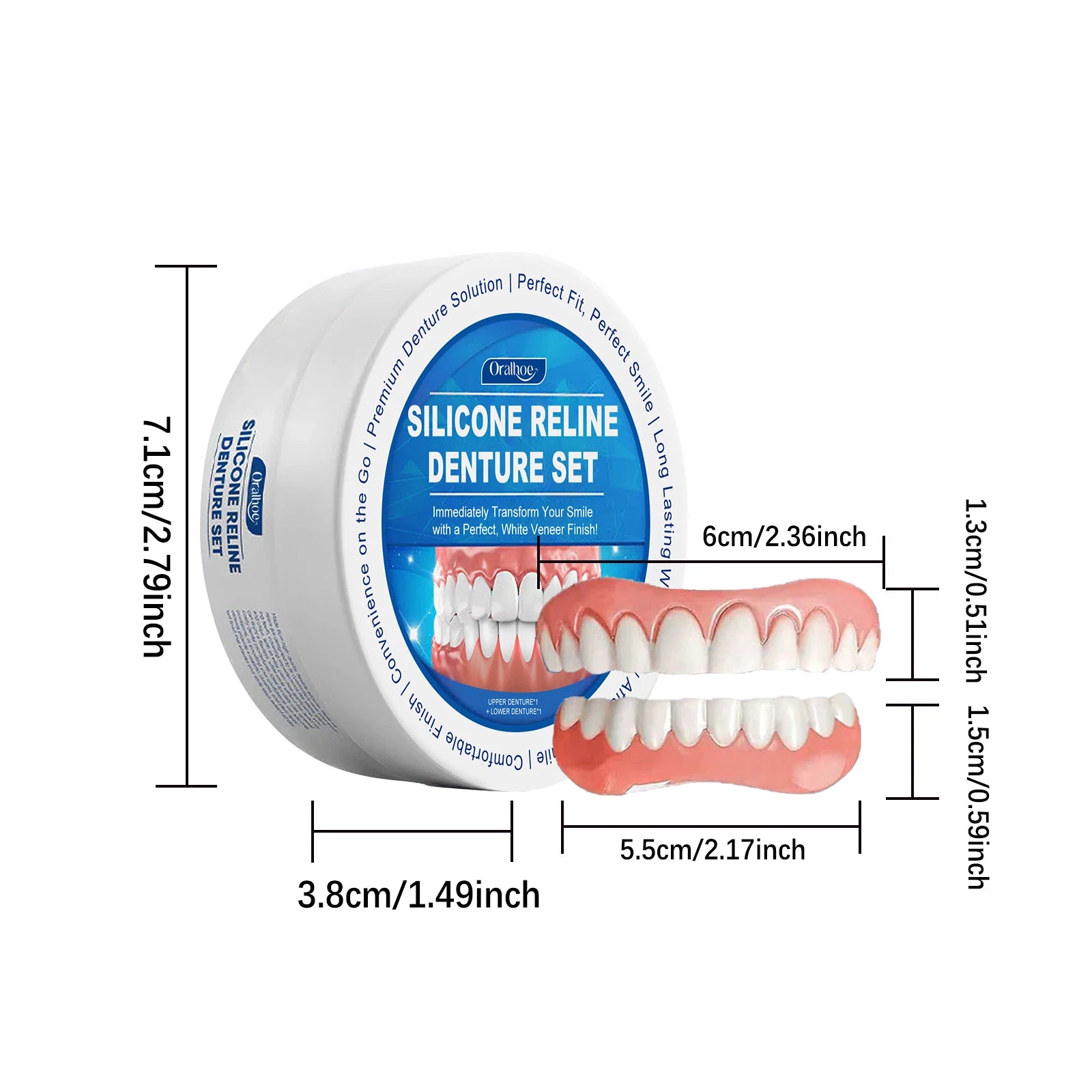 Silicone Dental Reline Kit for Temporary Tooth Repair and Smile Veneers - 10