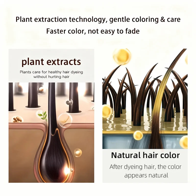 100ml Brown Hair Dye Shampoo 4-in-1 Plant Formula