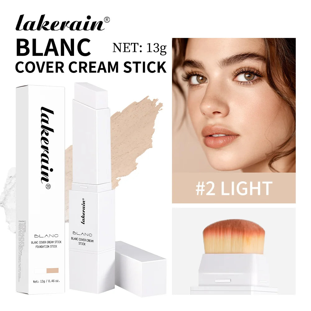 Dual-Ended Waterproof Foundation Stick with Built-in Brush
